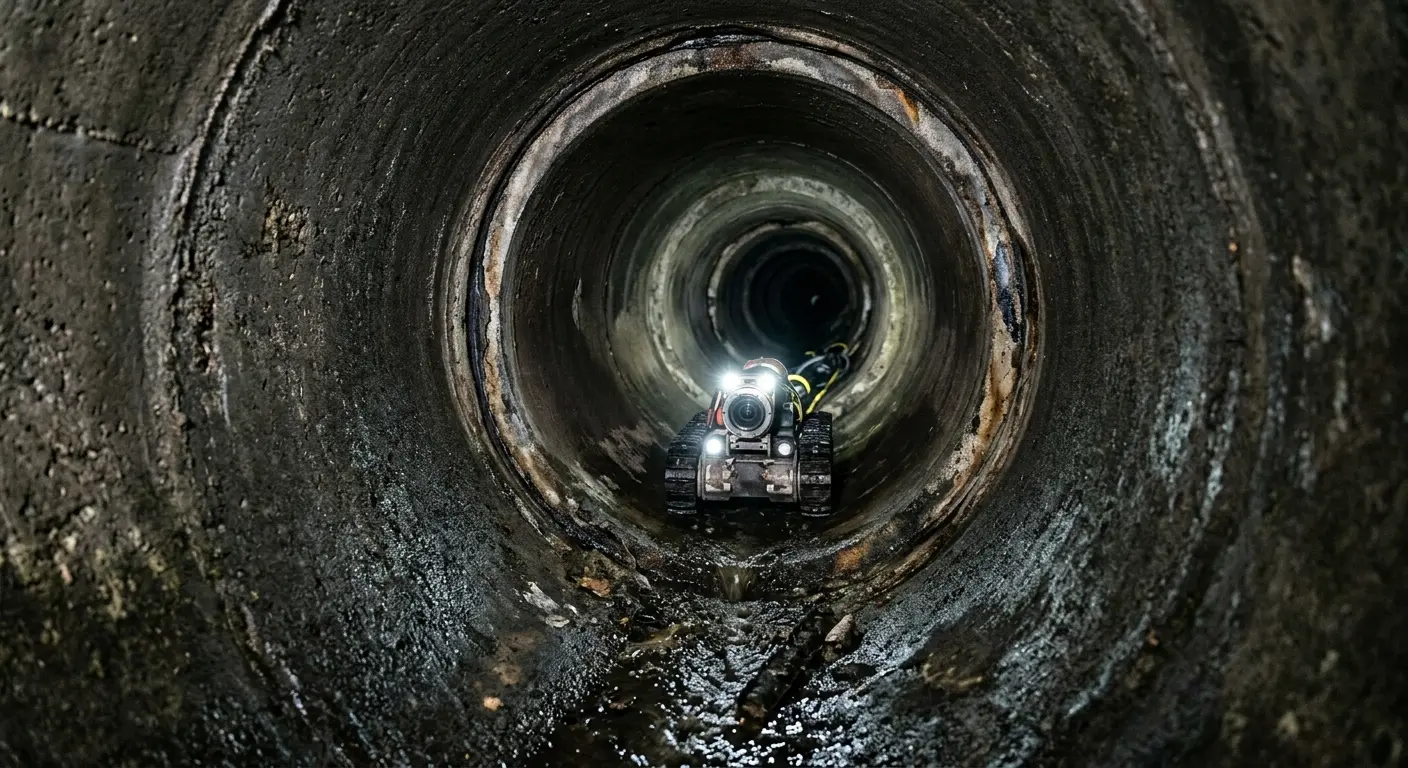 Robotic sewer camera inspecting pipe interior for Sewer Line Cleaning in Salem